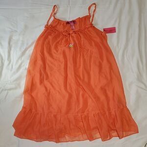 Betsey Johnson Intimates, Chemise, Slip, Orange, Peach, Size L, NWT